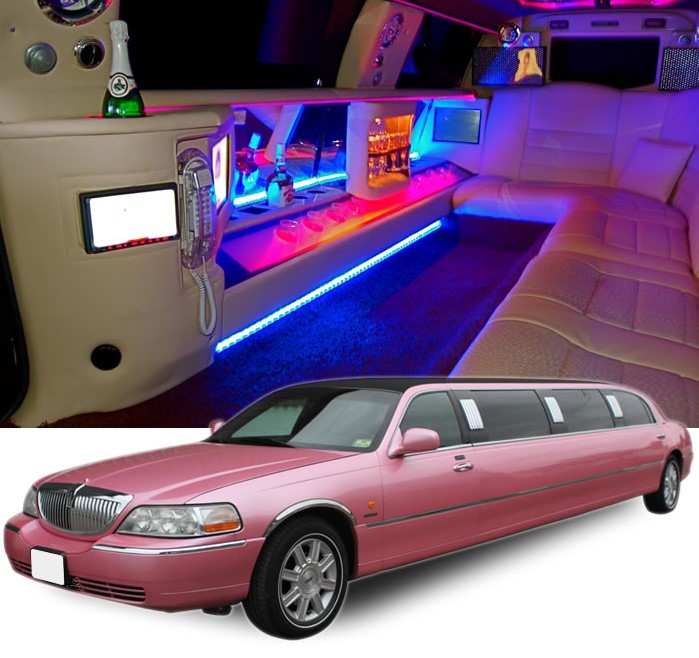 Pink Lincoln Town Car limo hire