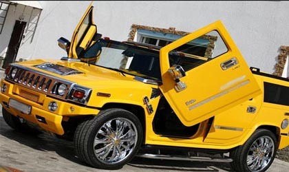 YELLOW hummer CAR hire 